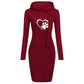 Spring Autumn Sweatshirt Long-Sleeved Dress with Hood