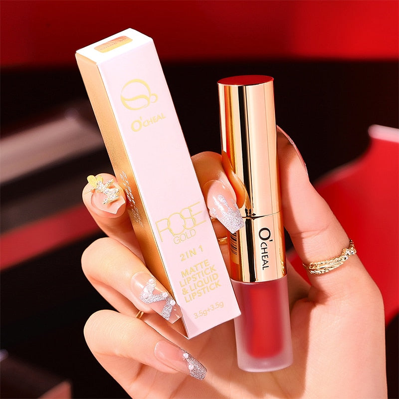 Dual Head 12 Colors Lip Gloss Long Lasting Moisture Lipstick