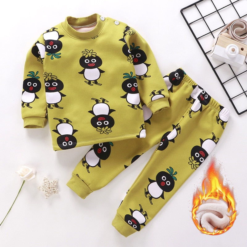 New Kids Boys Thicken T-Shirt Tops Pajama Sets Cartoon