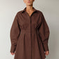 Autumn Winter Dress Women Khaki Long Sleeve Pleated Shirt Dress