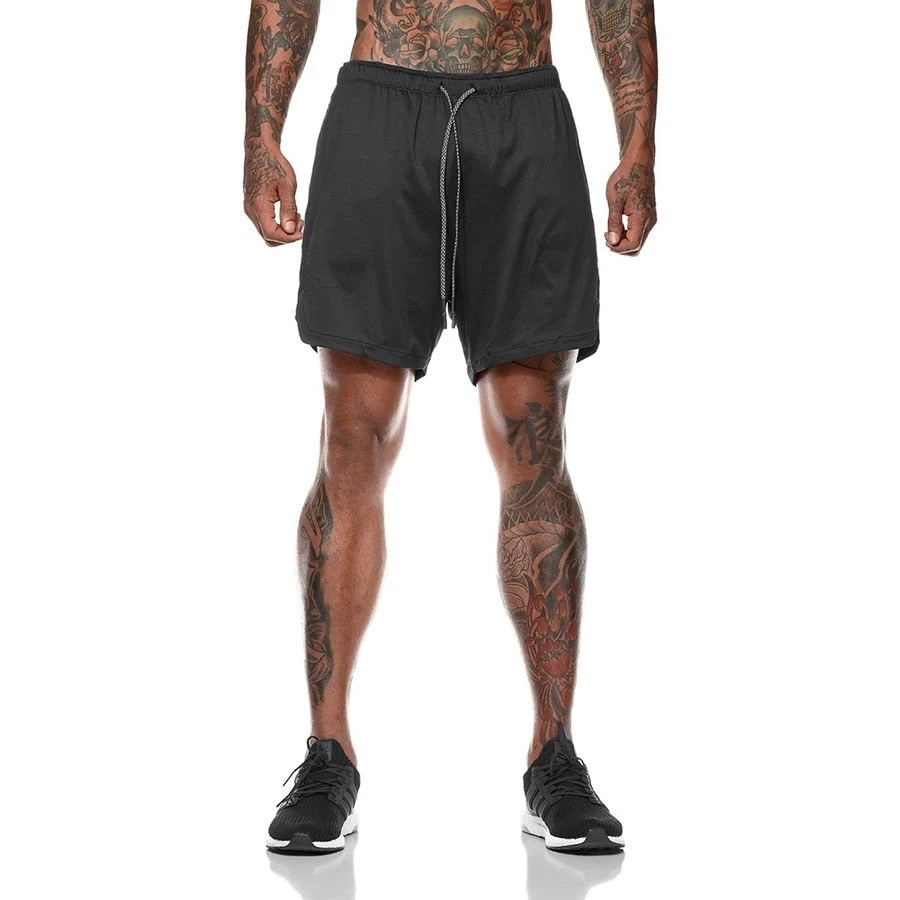 Sport Shorts Men Sportswear Double-deck Running Shorts 2 In 1 Bottoms