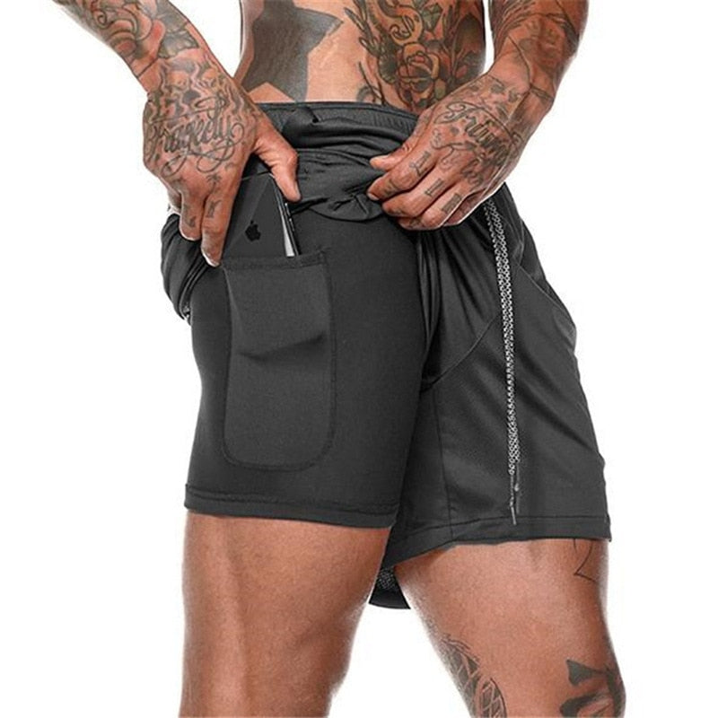 Sport Shorts Men Sportswear Double-deck Running Shorts 2 In 1 Bottoms