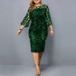 Elegant Sequin Long Sleeve Plus Size Women Midi Dress Sexy Casual Evening Party Dresses Wedding Luxury Women Robe Rouge Vestido