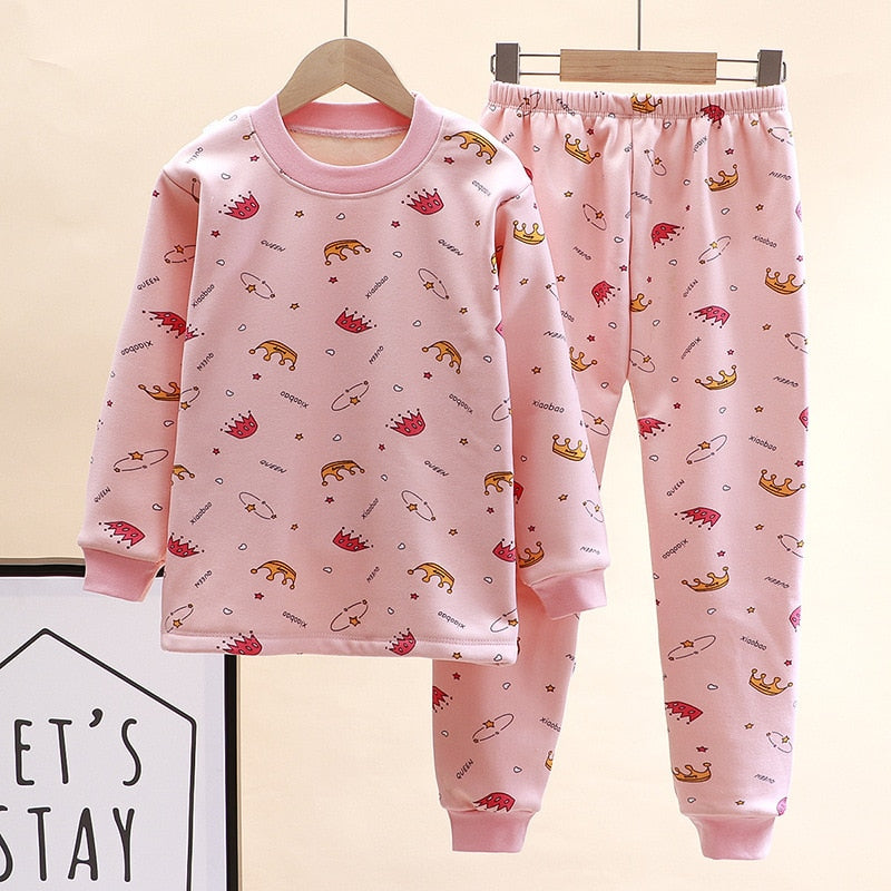 New Kids Boys Thicken T-Shirt Tops Pajama Sets Cartoon
