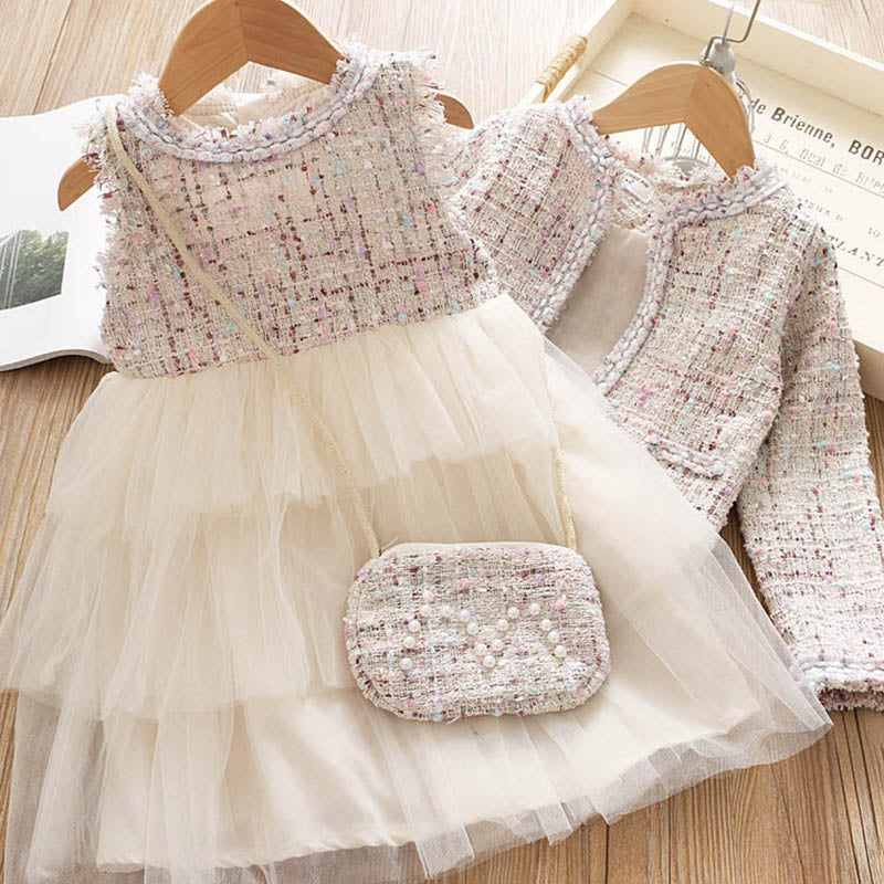 Girls Set Autumn Fashion Winter Wool Coats And Skirts