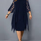 Ladies Plus Size Three Quarter Sleeve Dress Lace Sequin Mesh Sexy Elegant Casual Party Red Black Cutout Loose Summer Dress