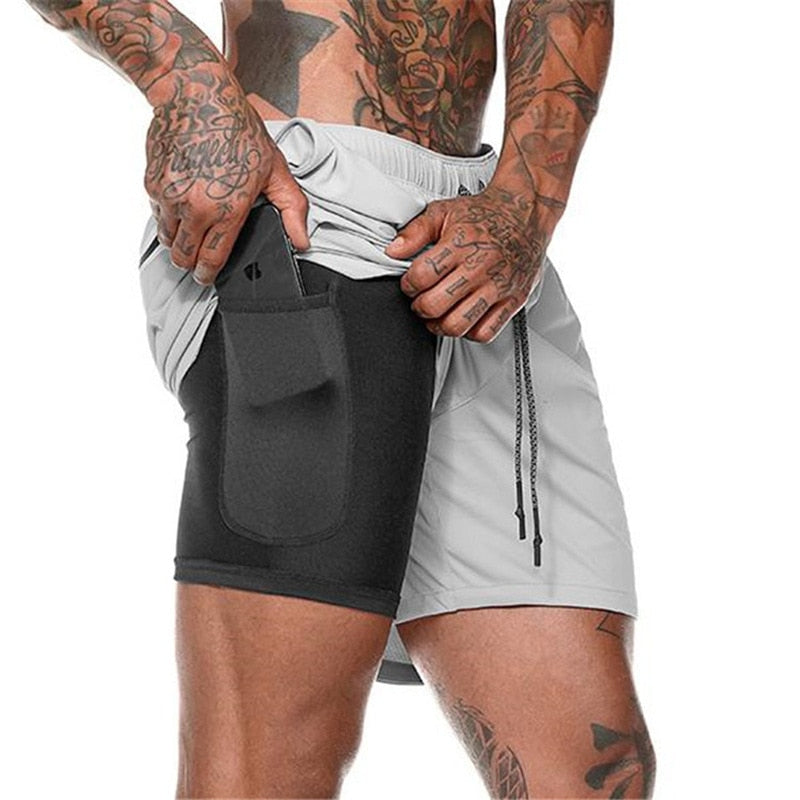 Sport Shorts Men Sportswear Double-deck Running Shorts 2 In 1 Bottoms
