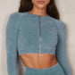 Women Seamless Sports Bra Long Sleeve Crop Top Set
