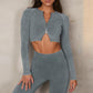 Women Seamless Sports Bra Long Sleeve Crop Top Set