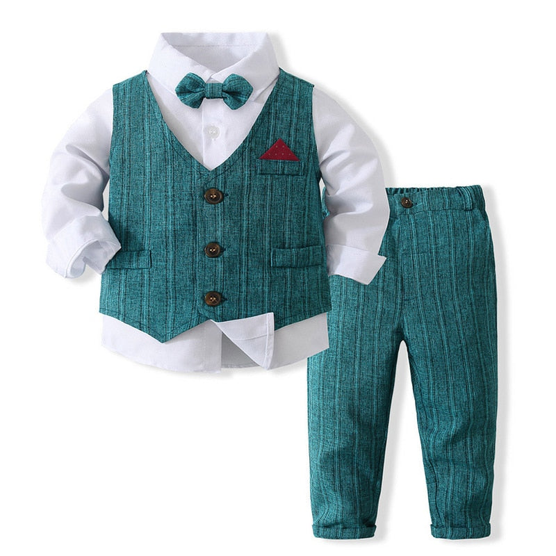 Kids Boy Gentleman Clothing Set Shirt+Waistcoat+Pants