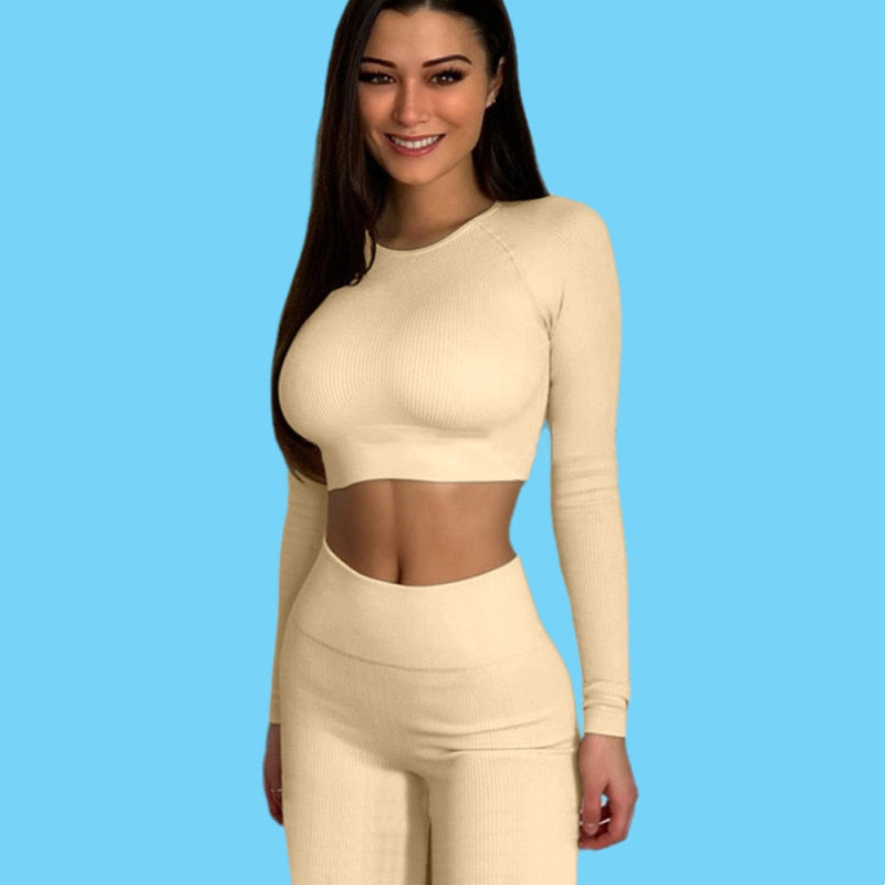 Seamless Sport Set Women 2 Two Piece Crop top Bra Leggings Shorts Yoga Set
