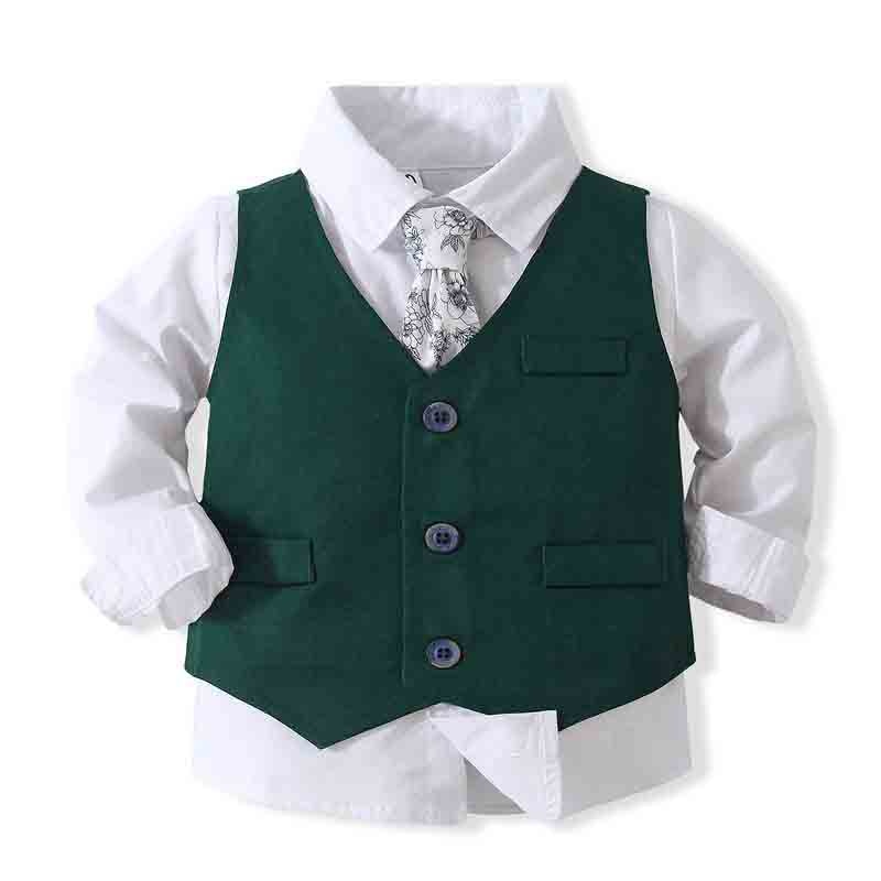 Formal Kids Boy Gentleman Clothes Long Sleeve& Pants Set