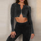 Women Seamless Sports Bra Long Sleeve Crop Top Set