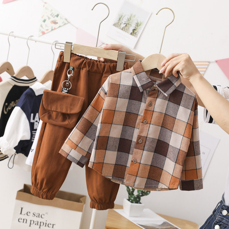 2 Pcs Autumn Cotton Toddler Boy Children Clothing Sets