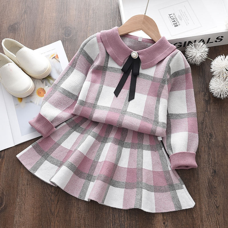 Girls Autumn Clothes Kids Winter Sweater Dress Woollen Long Sleeve