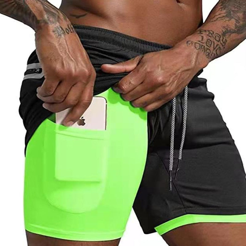 Sport Shorts Men Sportswear Double-deck Running Shorts 2 In 1 Bottoms