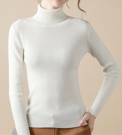 Women Turtleneck Sweaters Casual Soft Cashmere Pullovers Elastic