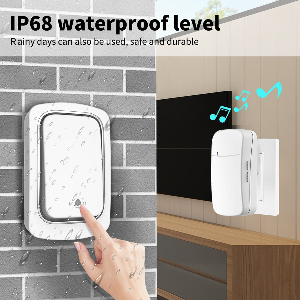 Wireless Doorbell No Battery required Waterproof Self-Powered Door bell