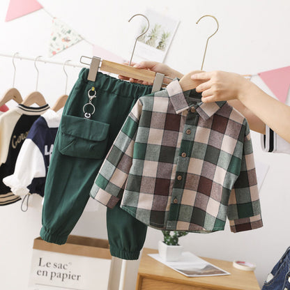 2 Pcs Autumn Cotton Toddler Boy Children Clothing Sets