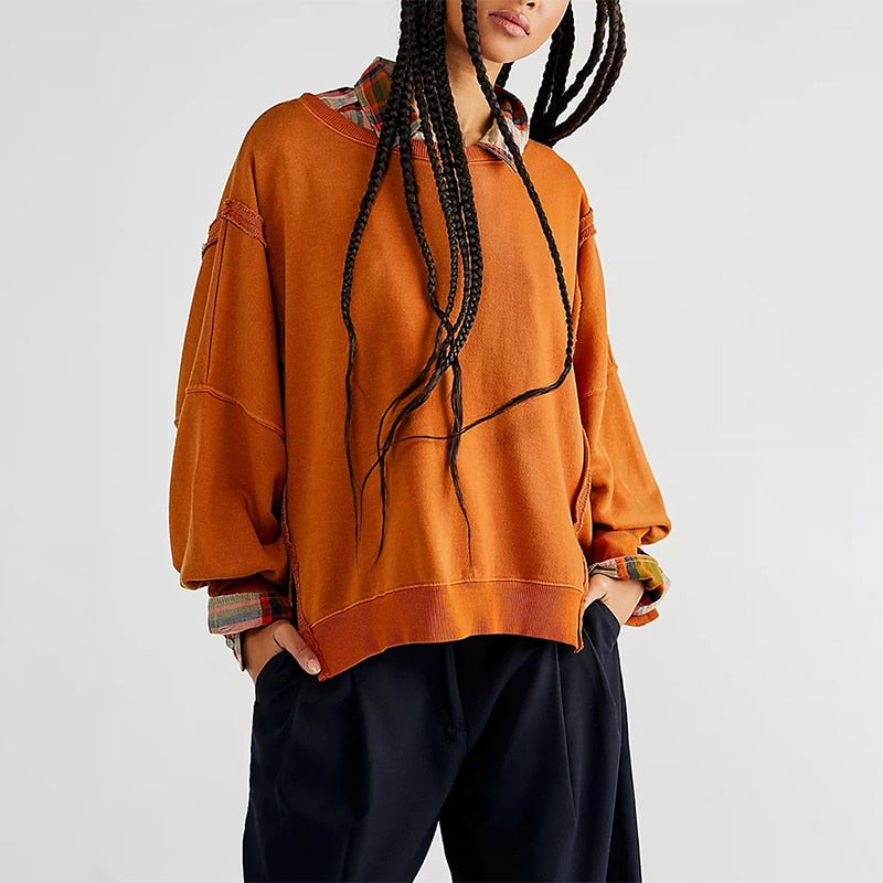 Oversized 100% Cotton Women Long Sleeve Streetwear