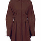 Autumn Winter Dress Women Khaki Long Sleeve Pleated Shirt Dress