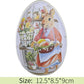 Metal Easter Egg Shape Cute Bunny Rabbit Printed Egg Candy Box