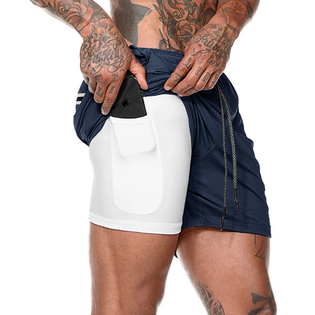 Sport Shorts Men Sportswear Double-deck Running Shorts 2 In 1 Bottoms