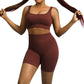 Seamless Sport Set Women 2 Two Piece Crop top Bra Leggings Shorts Yoga Set