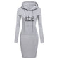 Spring Autumn Sweatshirt Long-Sleeved Dress with Hood