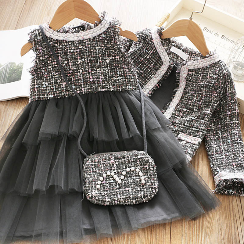 Girls Set Autumn Fashion Winter Wool Coats And Skirts