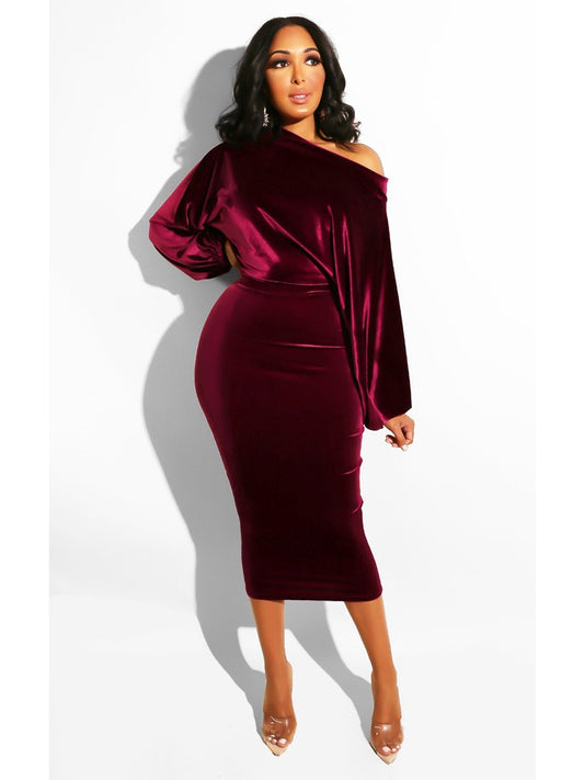 Autumn Elegant One Off Shoulder Long Sleeve