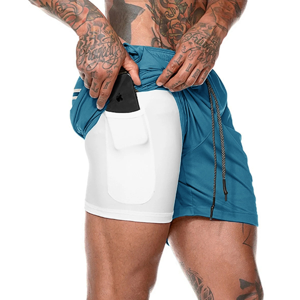 Sport Shorts Men Sportswear Double-deck Running Shorts 2 In 1 Bottoms