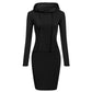 Spring Autumn Sweatshirt Long-Sleeved Dress with Hood