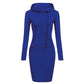 Spring Autumn Sweatshirt Long-Sleeved Dress with Hood