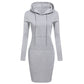 Spring Autumn Sweatshirt Long-Sleeved Dress with Hood