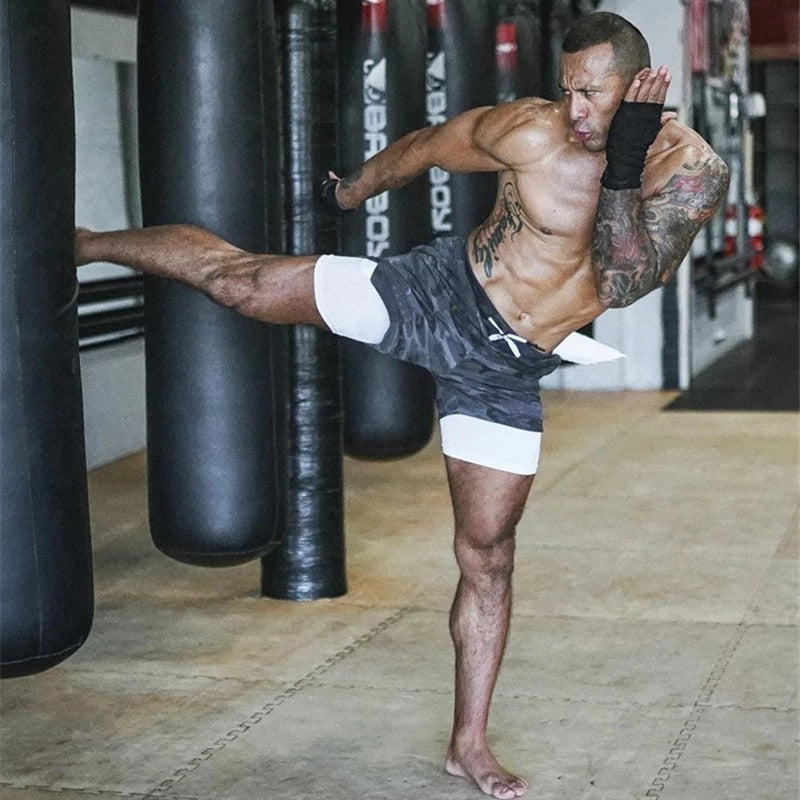 Sport Shorts Men Sportswear Double-deck Running Shorts 2 In 1 Bottoms