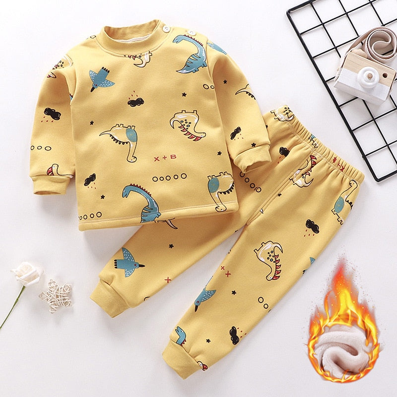 New Kids Boys Thicken T-Shirt Tops Pajama Sets Cartoon