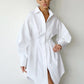Autumn Winter Dress Women Khaki Long Sleeve Pleated Shirt Dress