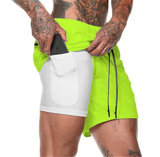 Sport Shorts Men Sportswear Double-deck Running Shorts 2 In 1 Bottoms