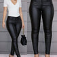 Women Leather Pants Black Sexy Stretch Bodycon Trousers