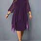 Ladies Plus Size Three Quarter Sleeve Dress Lace Sequin Mesh Sexy Elegant Casual Party Red Black Cutout Loose Summer Dress