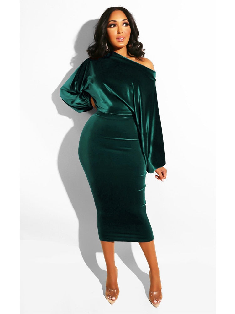Autumn Elegant One Off Shoulder Long Sleeve