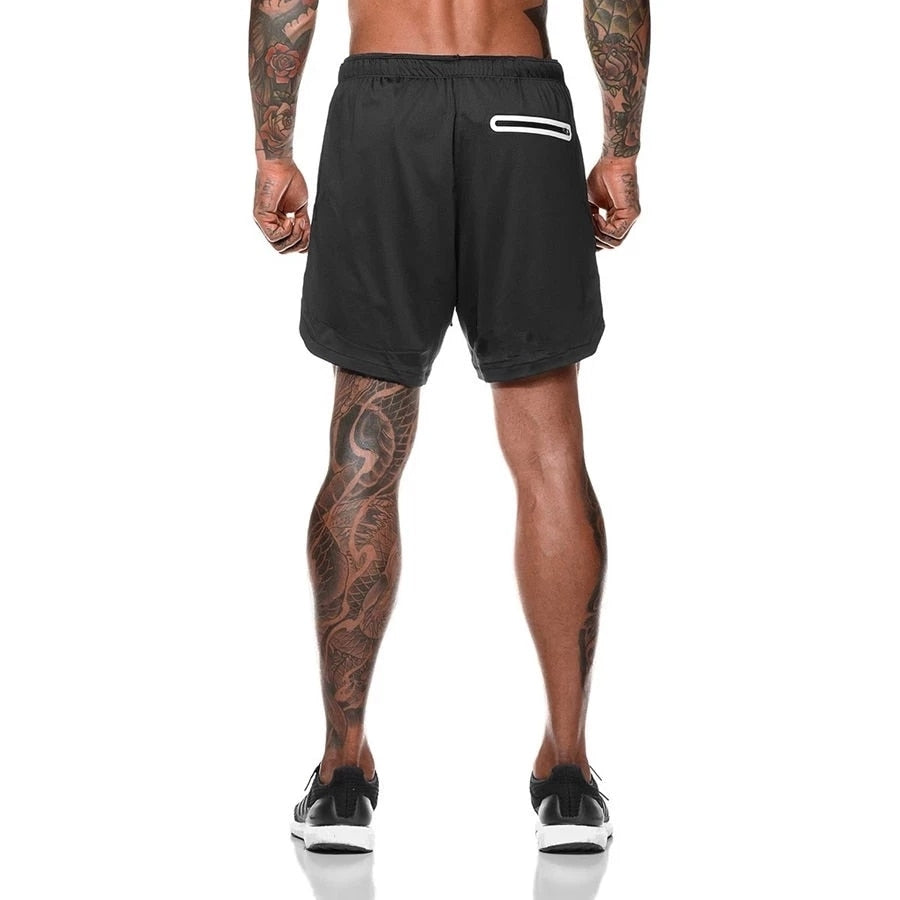 Sport Shorts Men Sportswear Double-deck Running Shorts 2 In 1 Bottoms