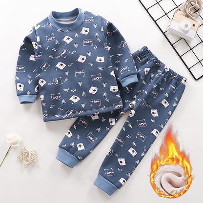 New Kids Boys Thicken T-Shirt Tops Pajama Sets Cartoon