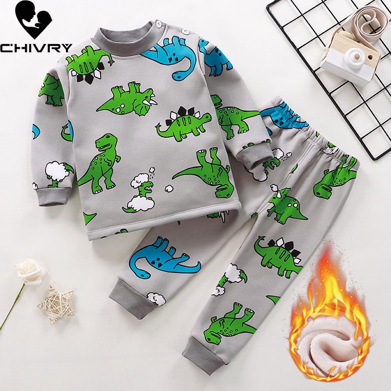 New Kids Boys Thicken T-Shirt Tops Pajama Sets Cartoon