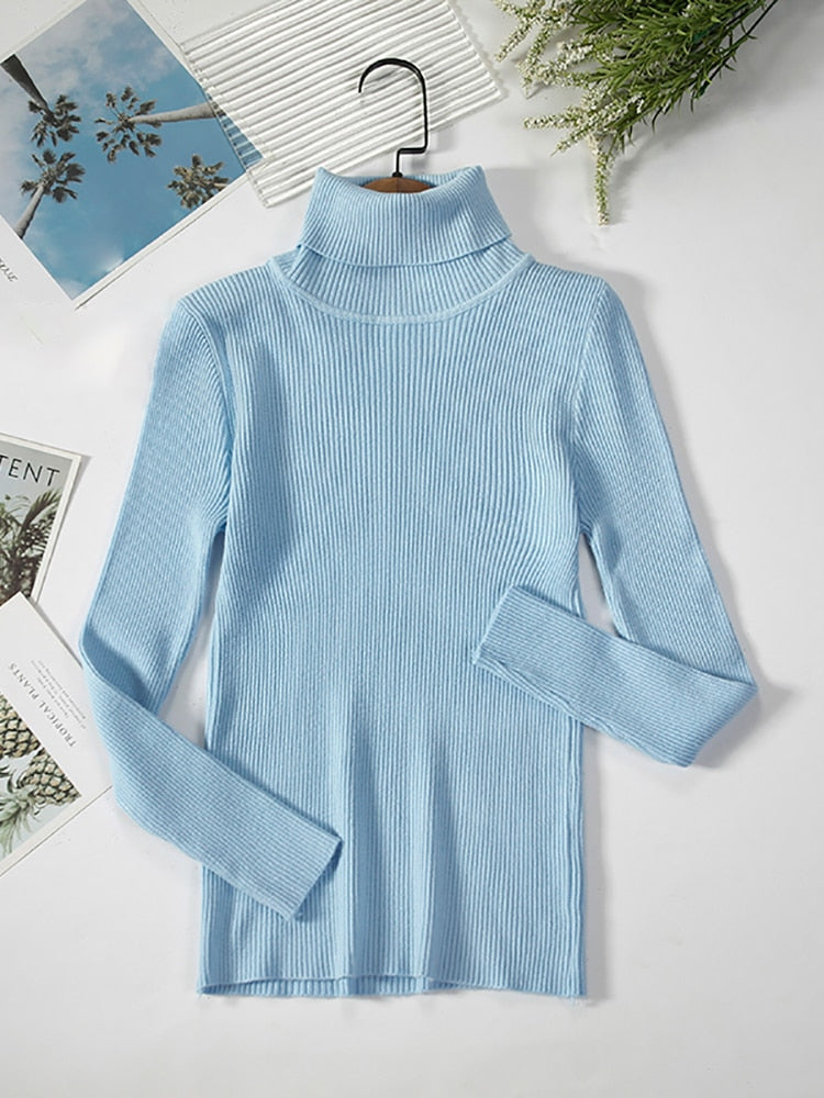 Women Turtleneck Sweaters Casual Soft Cashmere Pullovers Elastic
