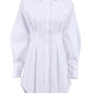 Autumn Winter Dress Women Khaki Long Sleeve Pleated Shirt Dress