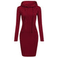 Spring Autumn Sweatshirt Long-Sleeved Dress with Hood