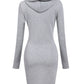 Spring Autumn Sweatshirt Long-Sleeved Dress with Hood