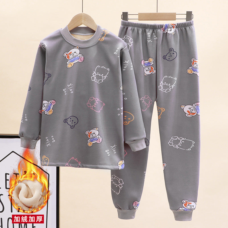New Kids Boys Thicken T-Shirt Tops Pajama Sets Cartoon